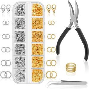 Jump Rings for Jewelry Making Kit with Pliers Clasps Tools DIY Necklace Repair